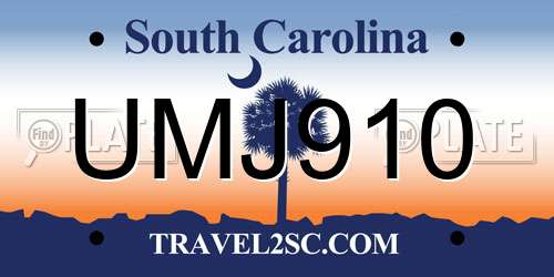 UMJ910 South Carolina License Plate