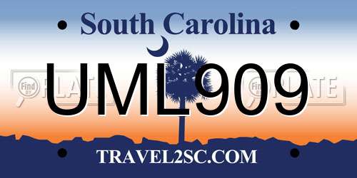 UML909 South Carolina License Plate