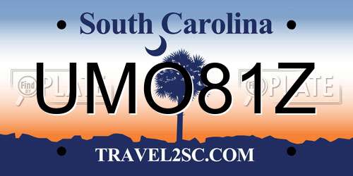 UMO81Z South Carolina License Plate