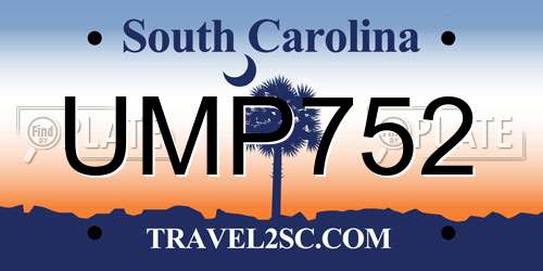 UMP752 South Carolina License Plate