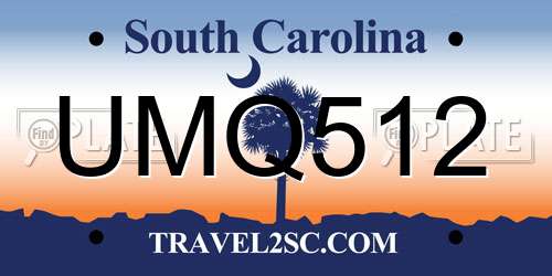 UMQ512 South Carolina License Plate