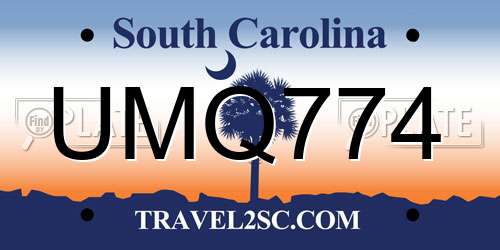 UMQ774 South Carolina License Plate