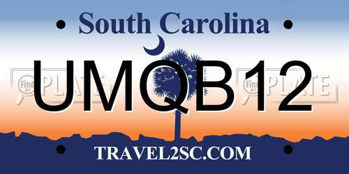 UMQB12 South Carolina License Plate
