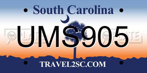 UMS905 South Carolina License Plate