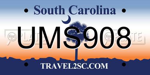 UMS908 South Carolina License Plate