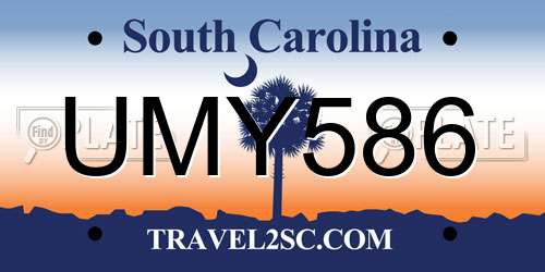 UMY586 South Carolina License Plate