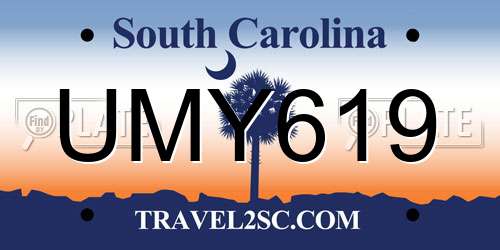 UMY619 South Carolina License Plate