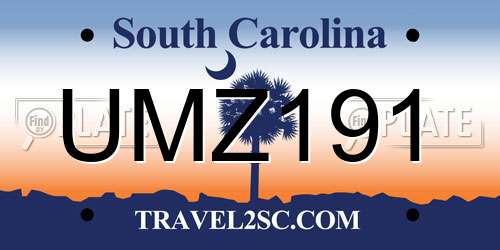UMZ191 South Carolina License Plate