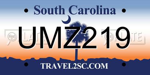 UMZ219 South Carolina License Plate
