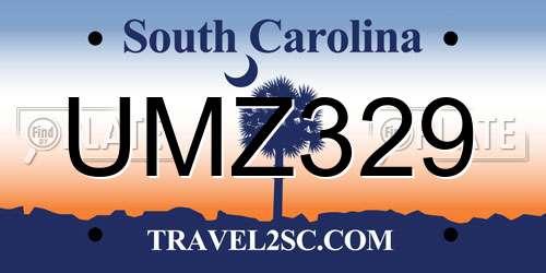 UMZ329 South Carolina License Plate