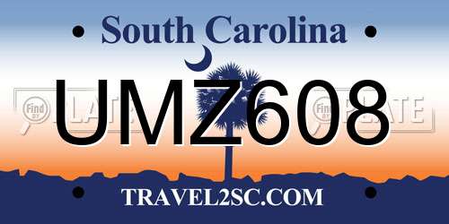 UMZ608 South Carolina License Plate