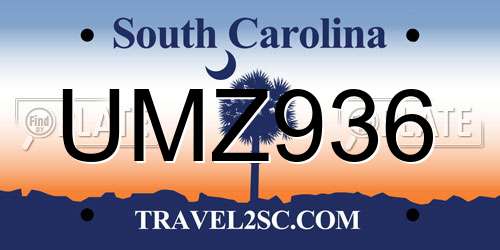 UMZ936 South Carolina License Plate