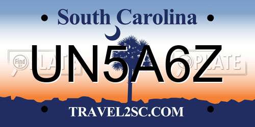 UN5A6Z South Carolina License Plate
