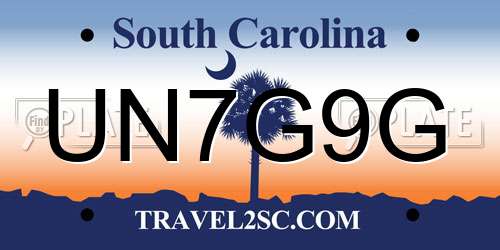 UN7G9G South Carolina License Plate