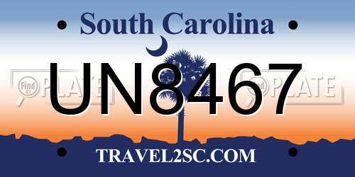 UN8467 South Carolina License Plate