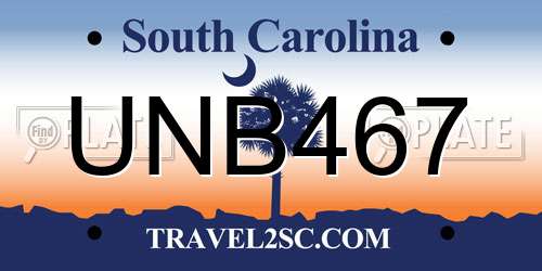 UNB467 South Carolina License Plate