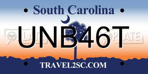 UNB46T South Carolina License Plate