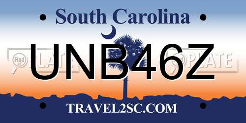 UNB46Z South Carolina License Plate