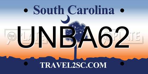 UNBA62 South Carolina License Plate
