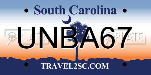 UNBA67 South Carolina License Plate