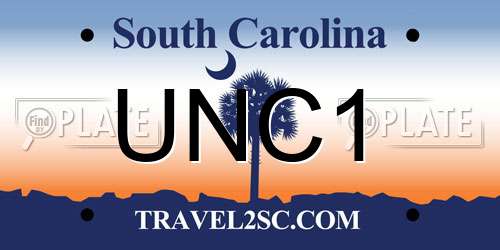 UNC1 South Carolina License Plate