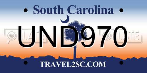 UND970 South Carolina License Plate