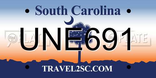 UNE691 South Carolina License Plate