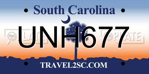 UNH677 South Carolina License Plate