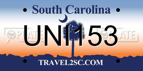 UNI153 South Carolina License Plate