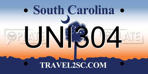 UNI304 South Carolina License Plate