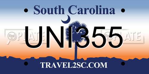 UNI355 South Carolina License Plate