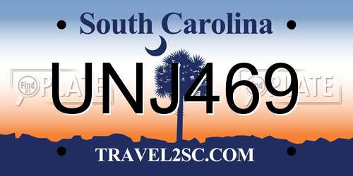 UNJ469 South Carolina License Plate