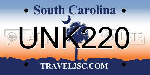 UNK220 South Carolina License Plate