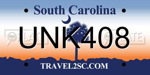 UNK408 South Carolina License Plate
