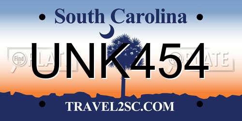 UNK454 South Carolina License Plate