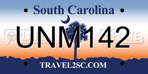 UNM142 South Carolina License Plate