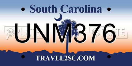 UNM376 South Carolina License Plate