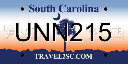 UNN215 South Carolina License Plate