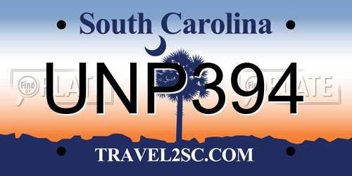 UNP394 South Carolina License Plate