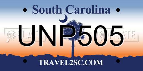 UNP505 South Carolina License Plate