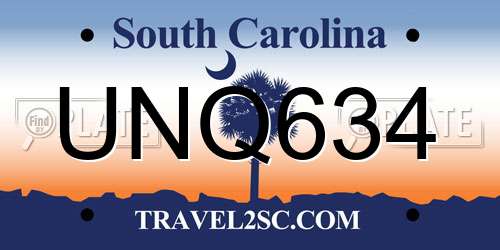 UNQ634 South Carolina License Plate