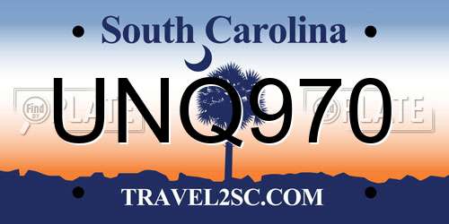 UNQ970 South Carolina License Plate