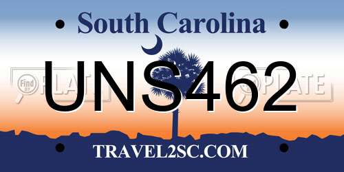 UNS462 South Carolina License Plate