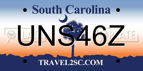 UNS46Z South Carolina License Plate