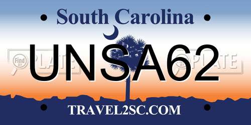 UNSA62 South Carolina License Plate