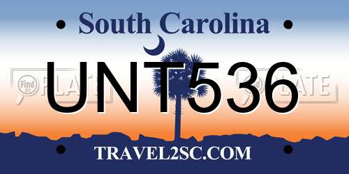 UNT536 South Carolina License Plate