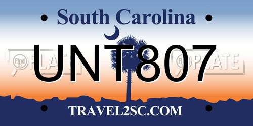 UNT807 South Carolina License Plate