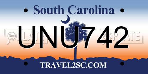 UNU742 South Carolina License Plate