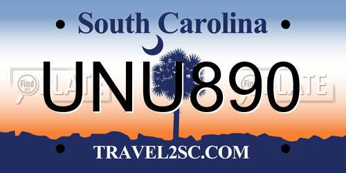 UNU890 South Carolina License Plate