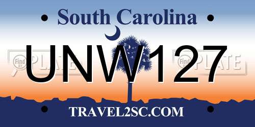 UNW127 South Carolina License Plate